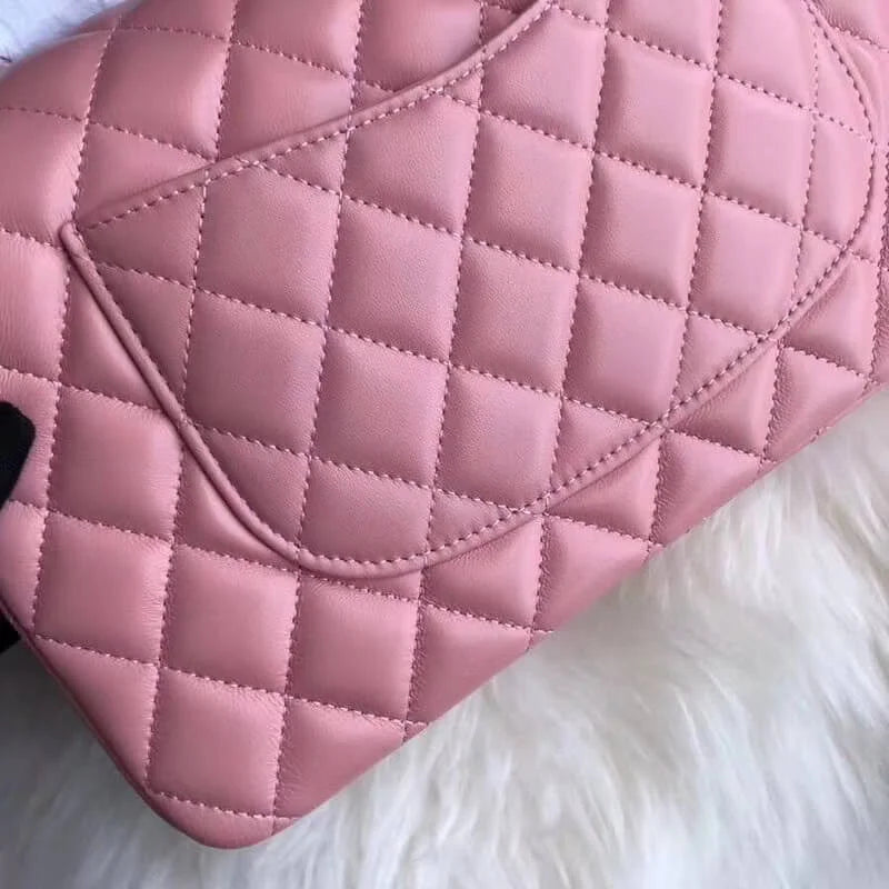 Pink Lambskin Leather Flap Bag X4720