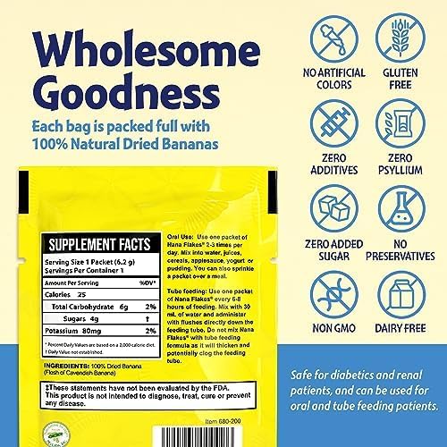100% Pure Banana Flakes Powder, Two Pound Bag R64634