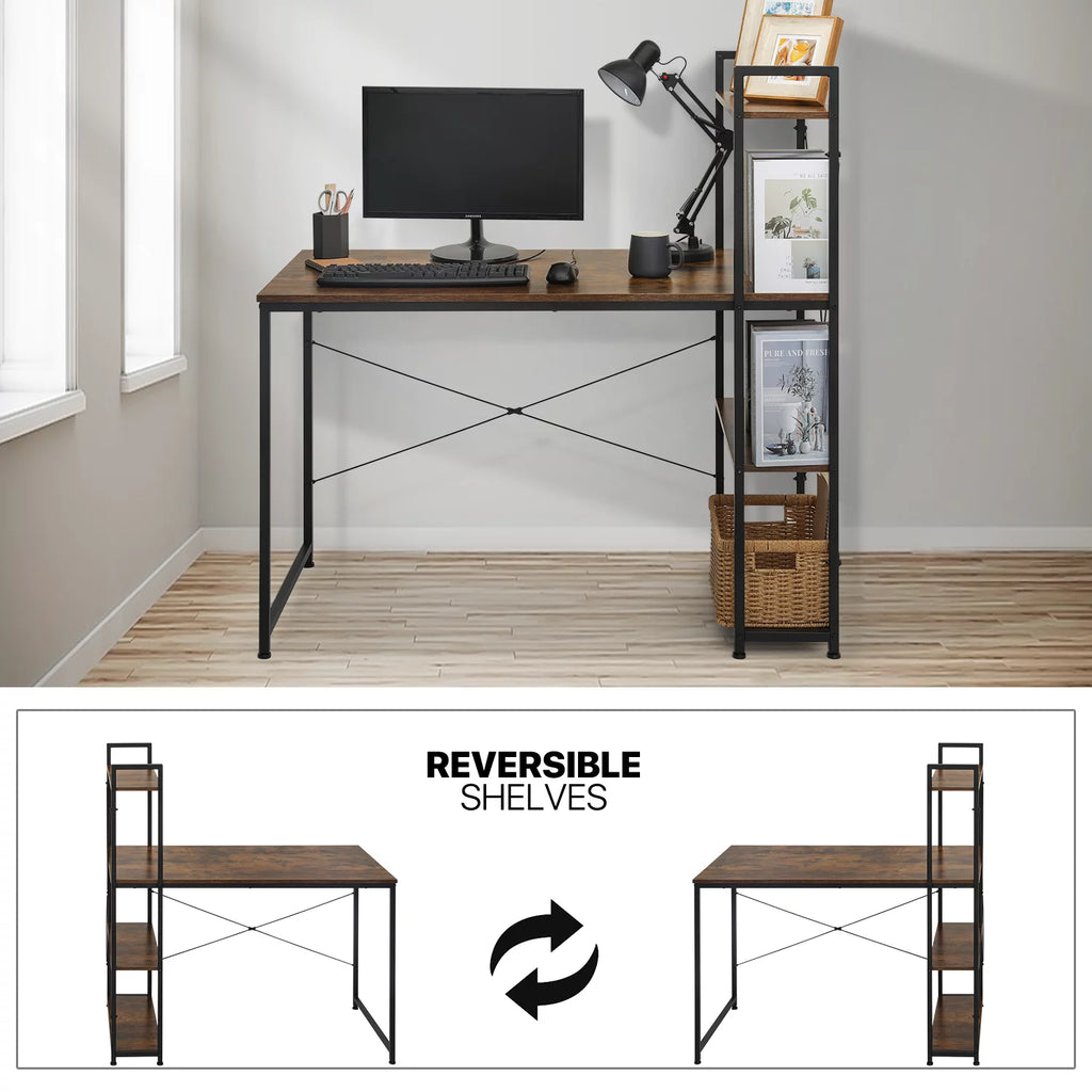 Black Computer Desk and Chair Set with Bookshelf S898