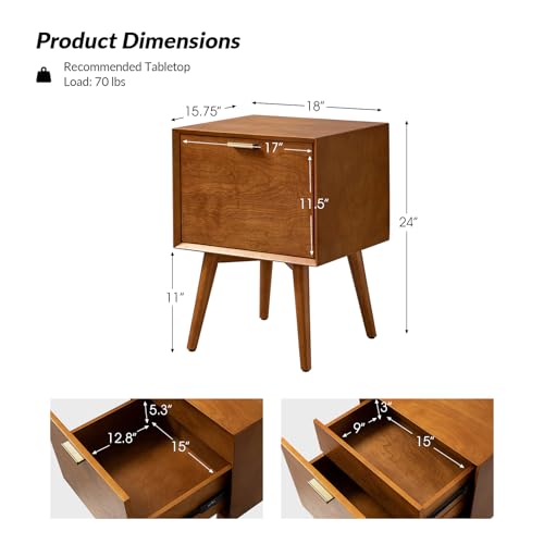 Acorn Wood Nightstand with USB Ports J66327