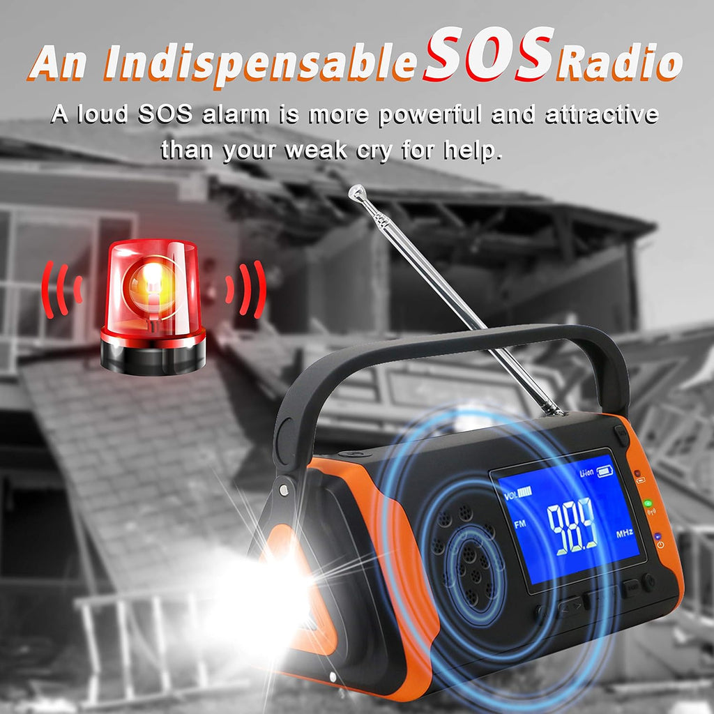 Solar Powered Hand Crank AM/FM/NOAA Weather Alert Radio with LED Flashlight Q842411