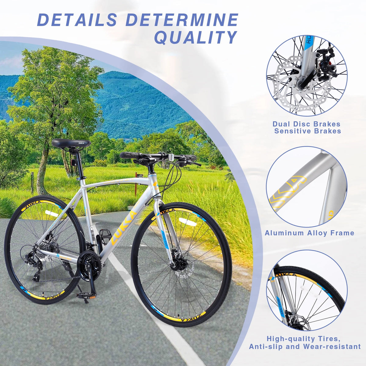 24 Speed 700C Road Bike with Aluminum Frame Disc Brakes, Blue K8670