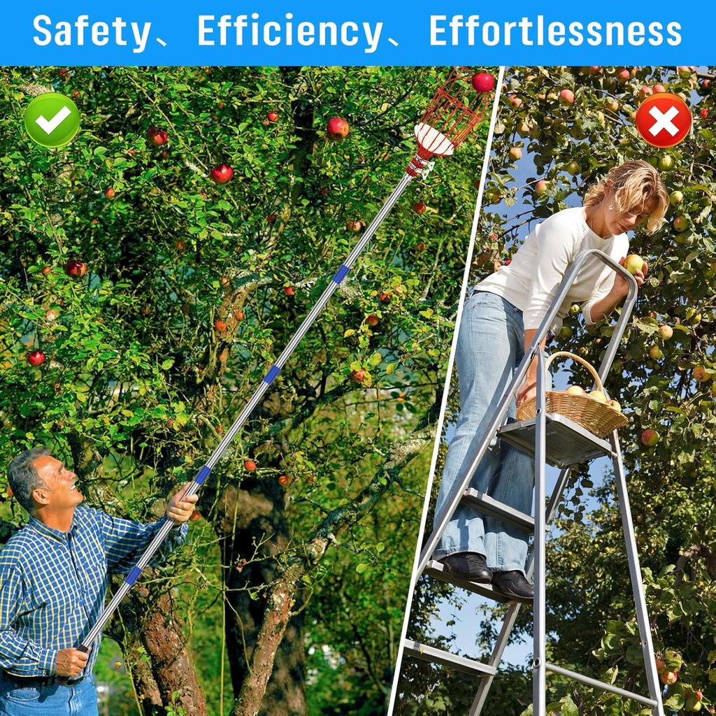 13 FT Adjustable Lightweight Fruit Picker Pole with Basket W93845