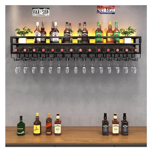 2-Layer Wall Mounted Wine Rack with LED Light V735909