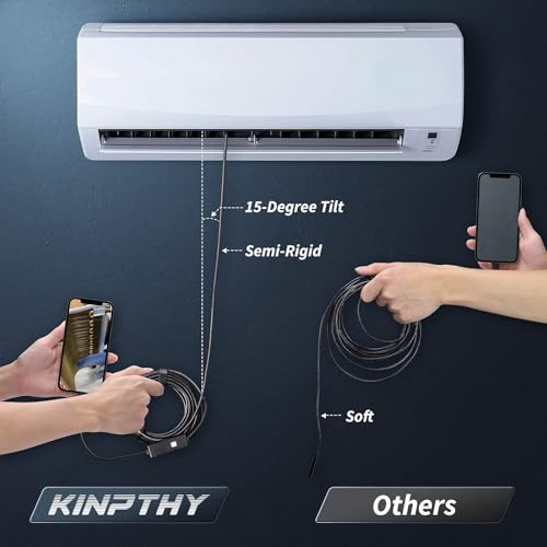 1920P HD Borescope with 8 Adjustable LED Lights, 16.4ft Semi-Rigid Snake Camera V575828