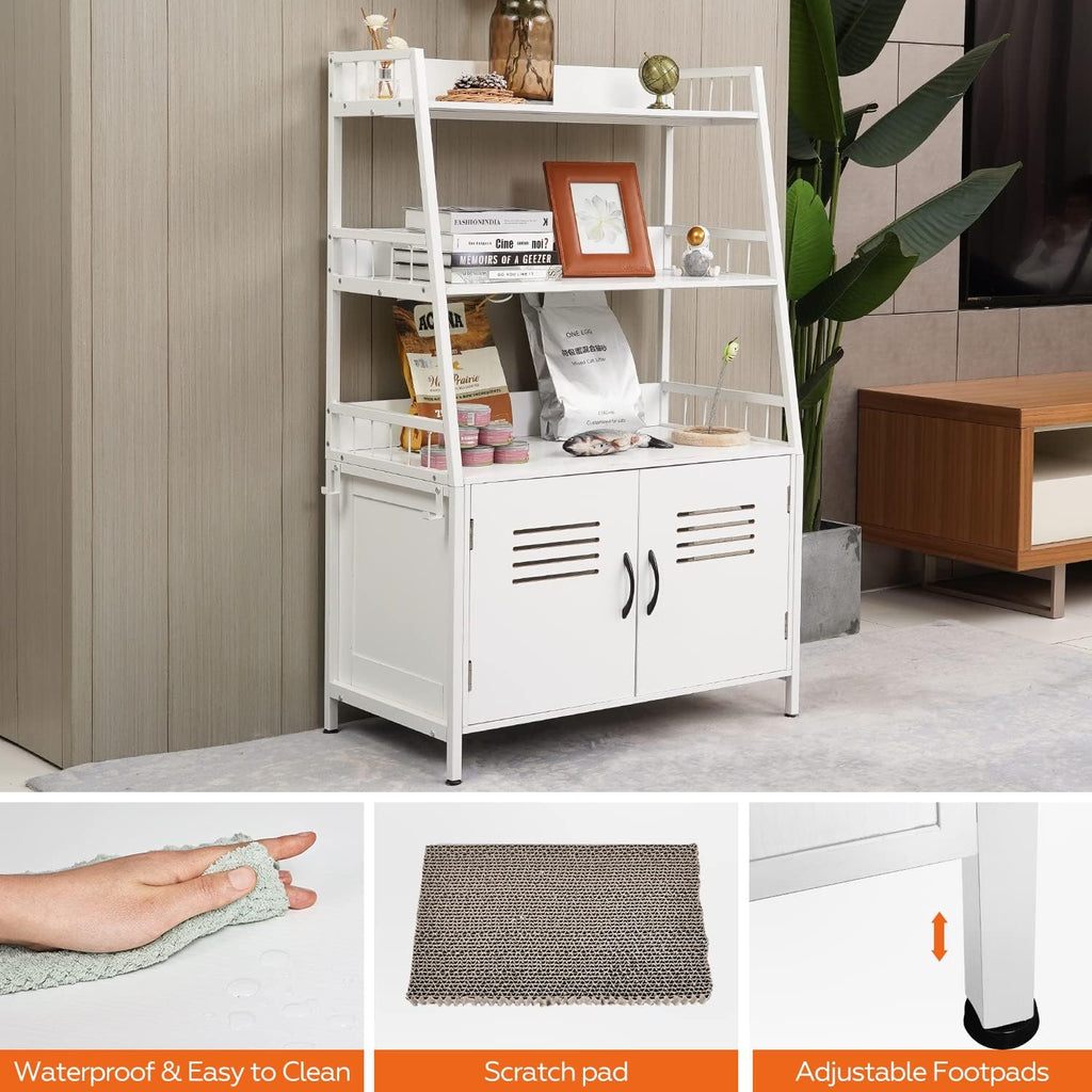 White Wooden Cat Litter Box Enclosure with 2 Doors L1845