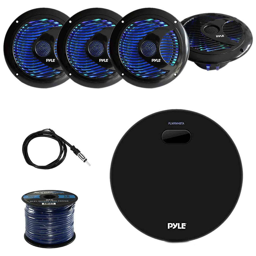 Water Resistant Marine Bluetooth Amplifier Receiver with 6.5 inch Waterproof Audio Speakers V819112