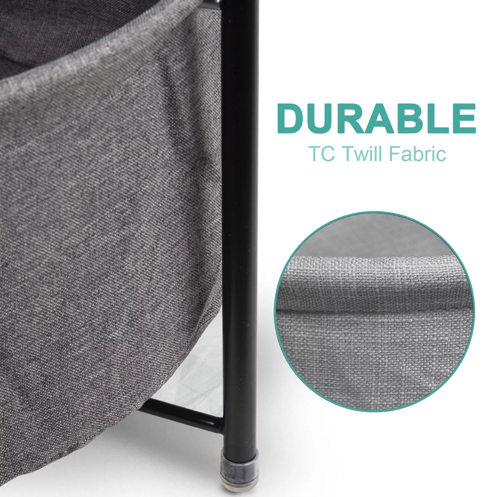 Round Side End Table with Fabric Storage Basket B74617