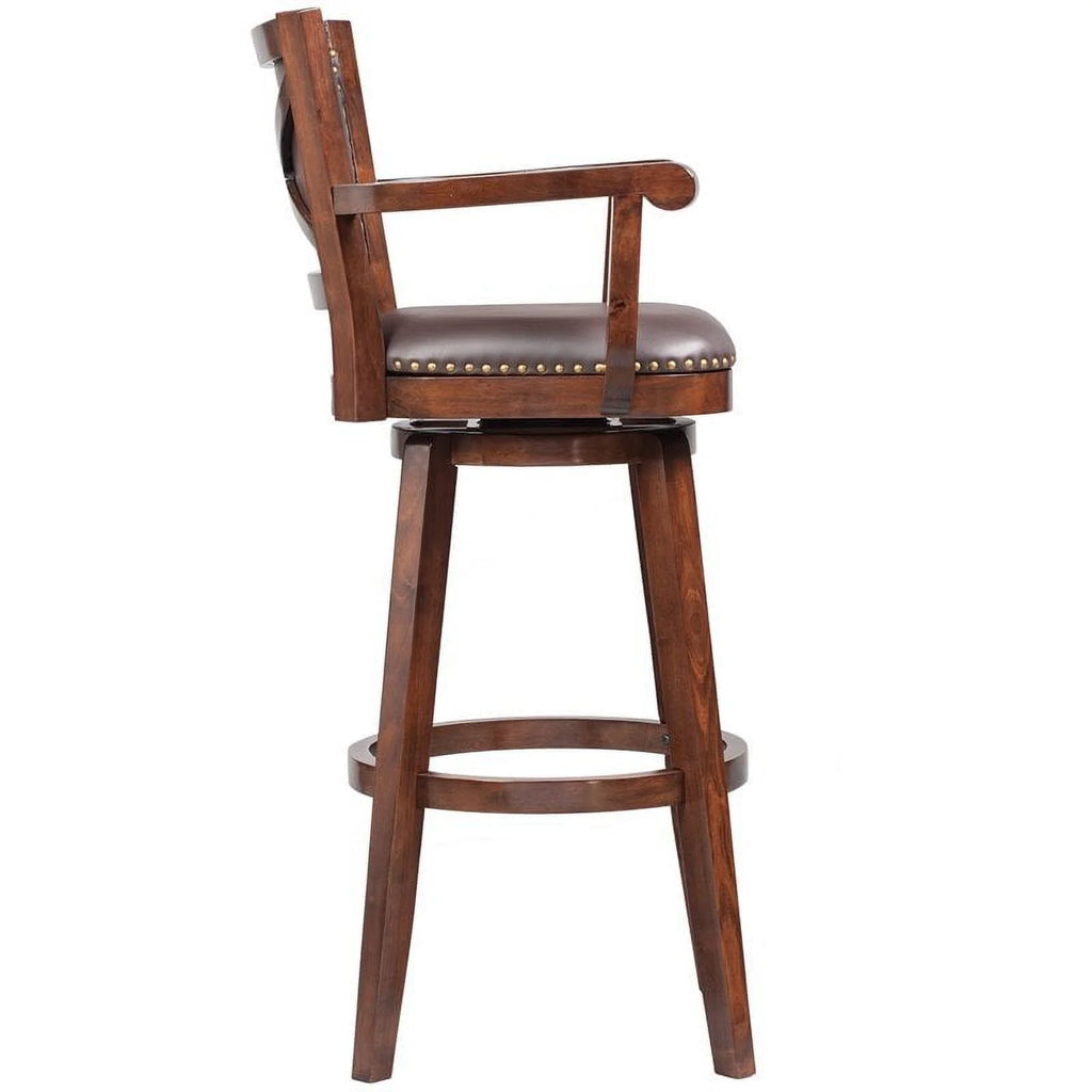 36" Swivel Extra Tall Wood Bar Stool in Cappuccino Q476