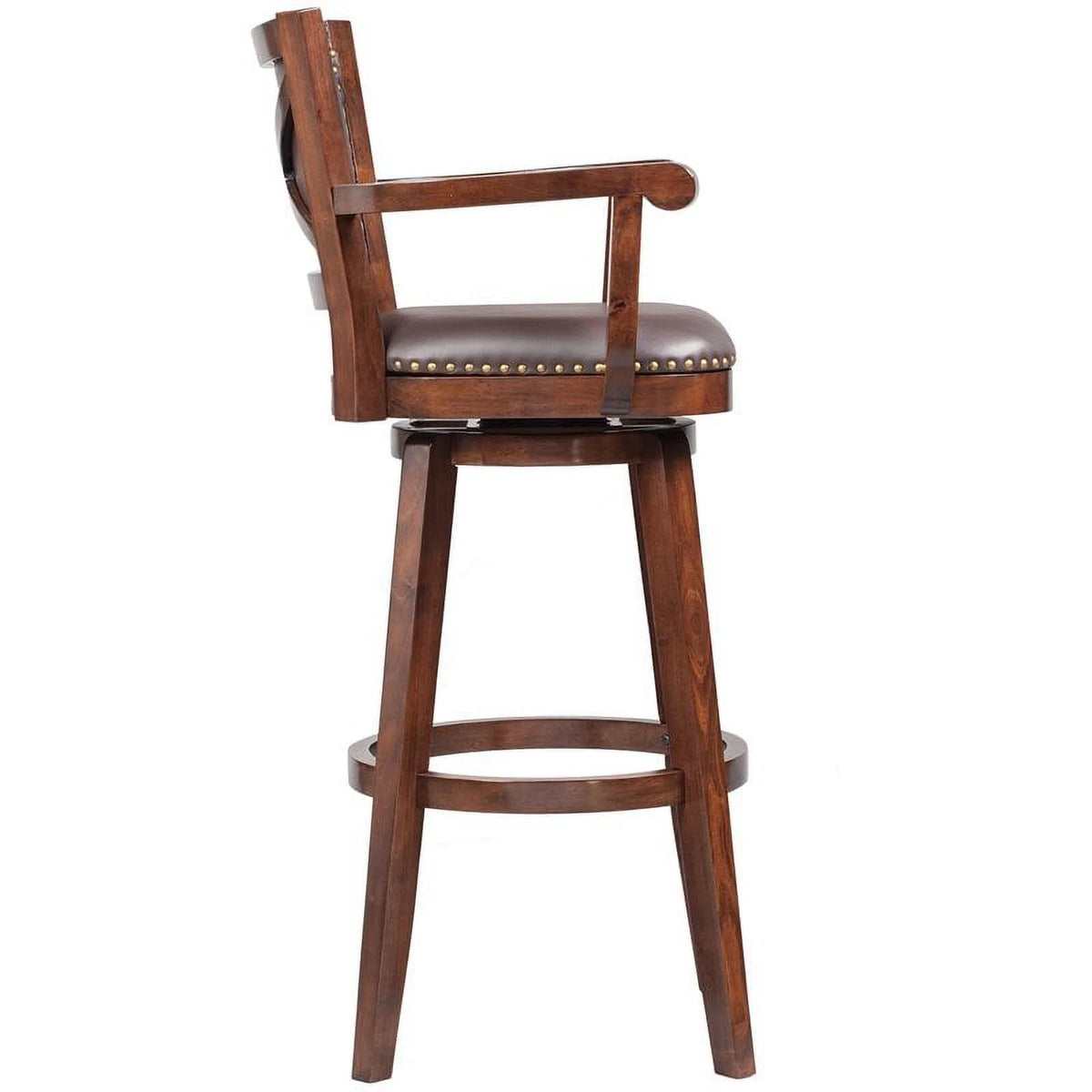 36" Swivel Extra Tall Wood Bar Stool in Cappuccino Q476