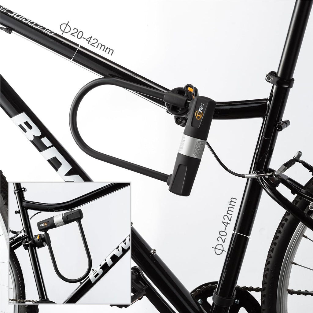 Heavy Duty Bicycle U-Lock with Cable, 14mm Shackle, 10mm x1.8m Cable, Pack of 2 Y911