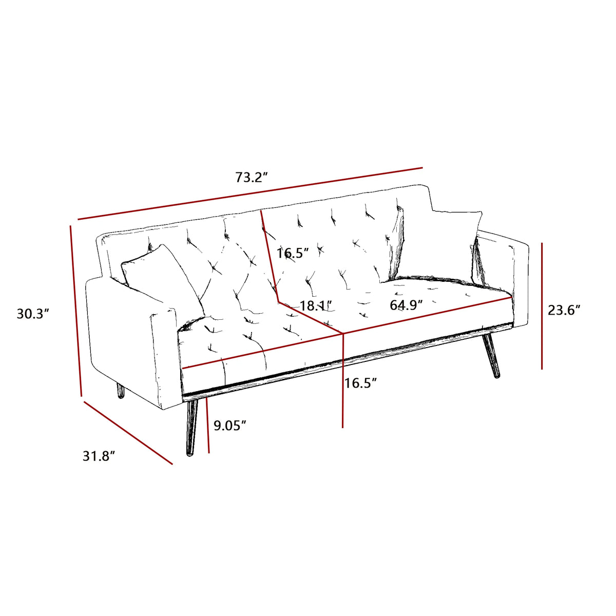 Convertible Folding Futon Sofa Bed X62559