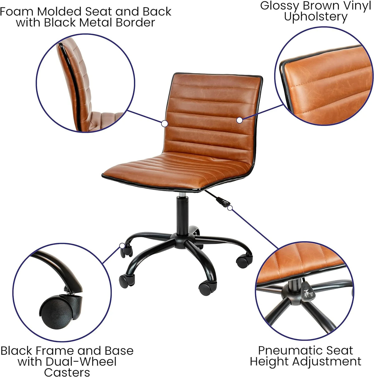 Brown Ribbed Swivel Office Chair N836