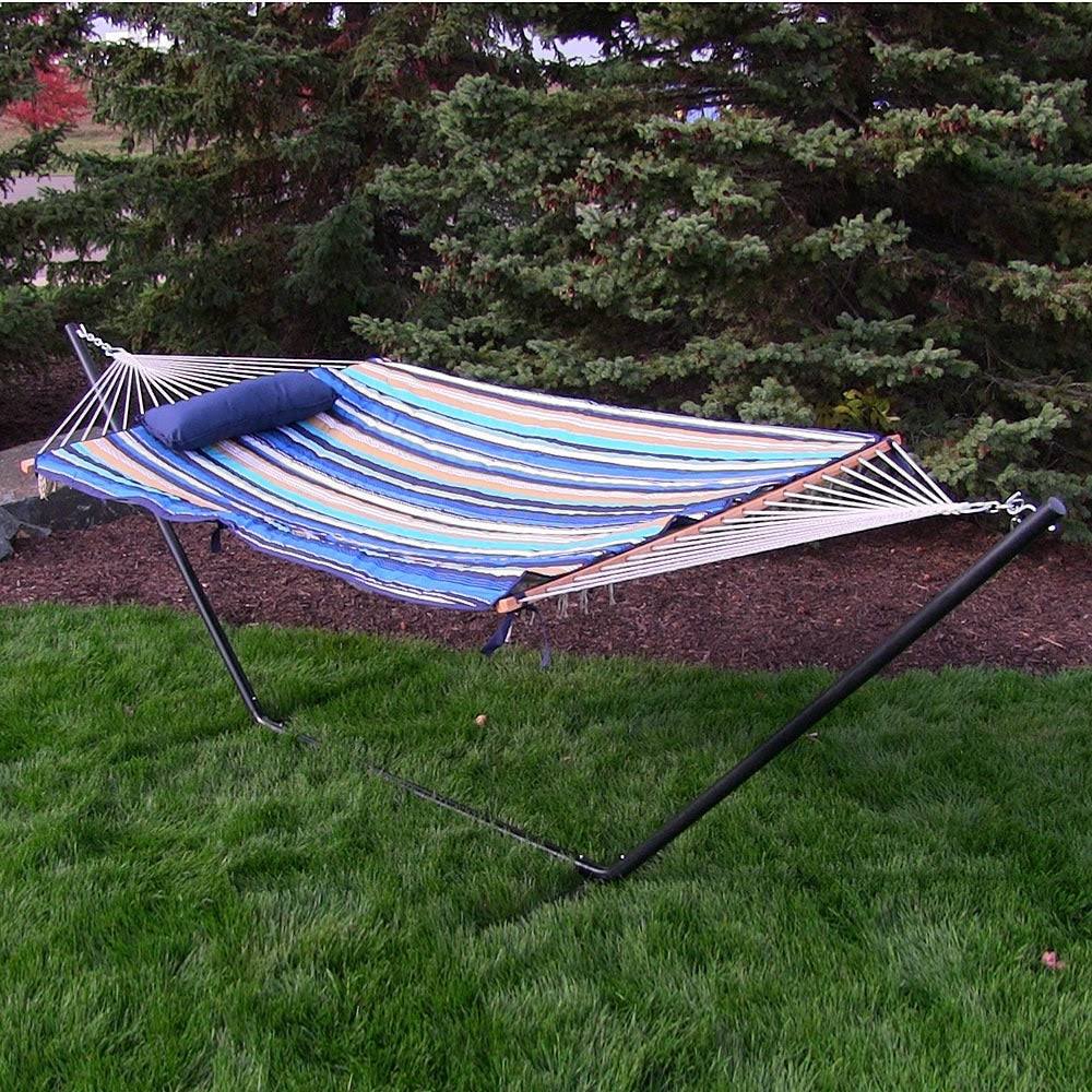 Multi Color Cotton Rope Hammock with Stand X198569