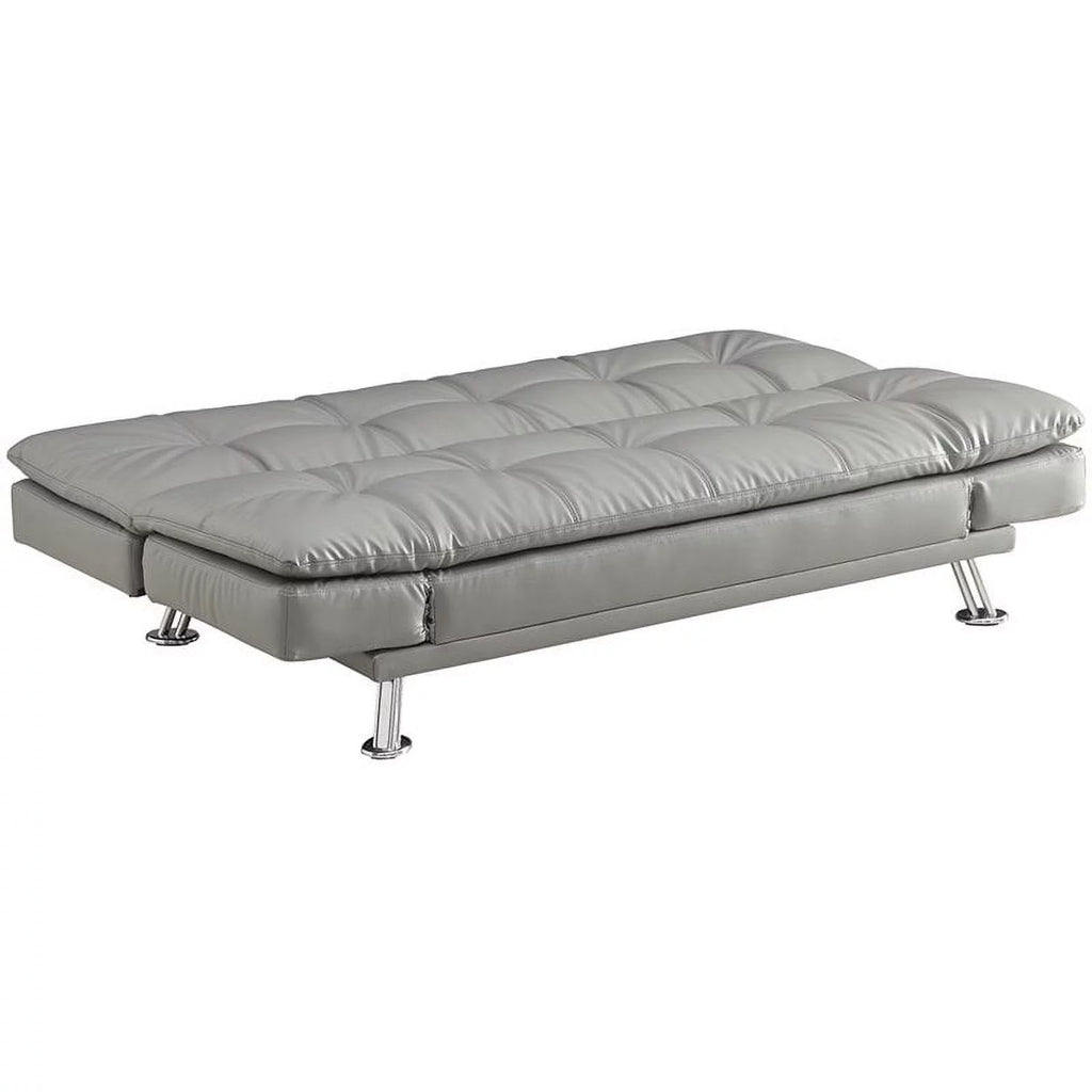 Dark Gray Faux Leather Tufted Sleeper Sofa R8964