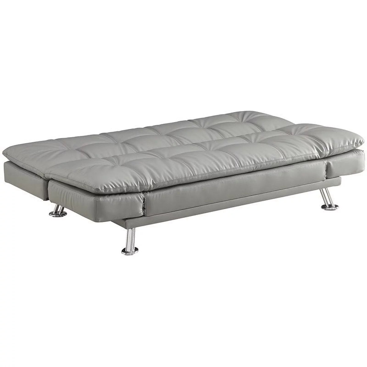 Dark Gray Faux Leather Tufted Sleeper Sofa R8964