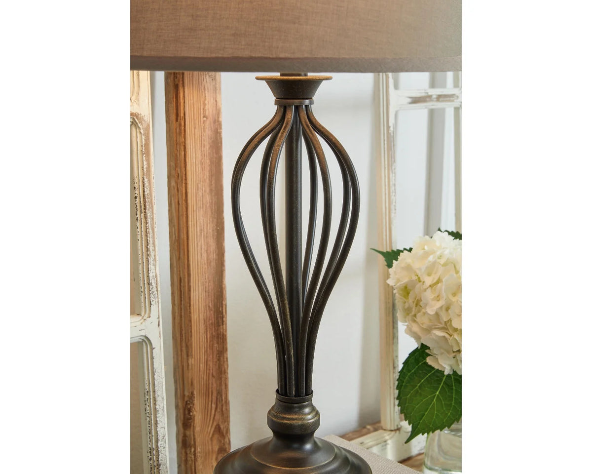Antique Bronze Metal Table Lamp with USB-C Charging Port, Set of 2 C44313
