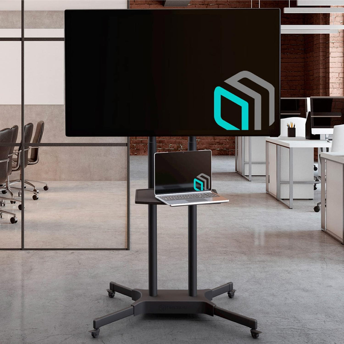 Mobile TV Stand Rolling TV Cart for 40 to 65 Inch LCD LED TV Screens with Wheels Shelves L92888