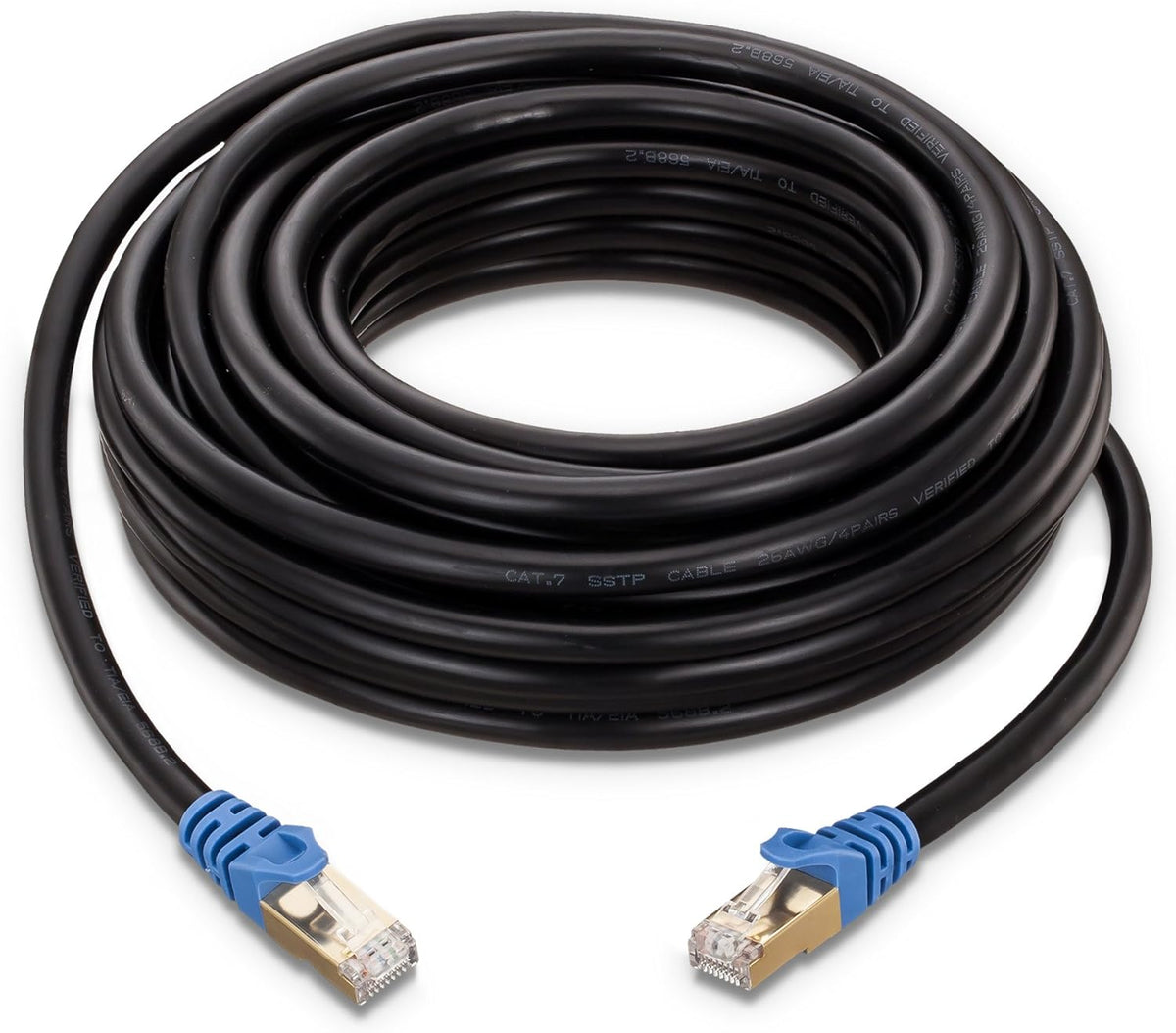 Cat7 Outdoor Ethernet Cable 400 ft Waterproof with Gold-Plated RJ45 Connector F2729