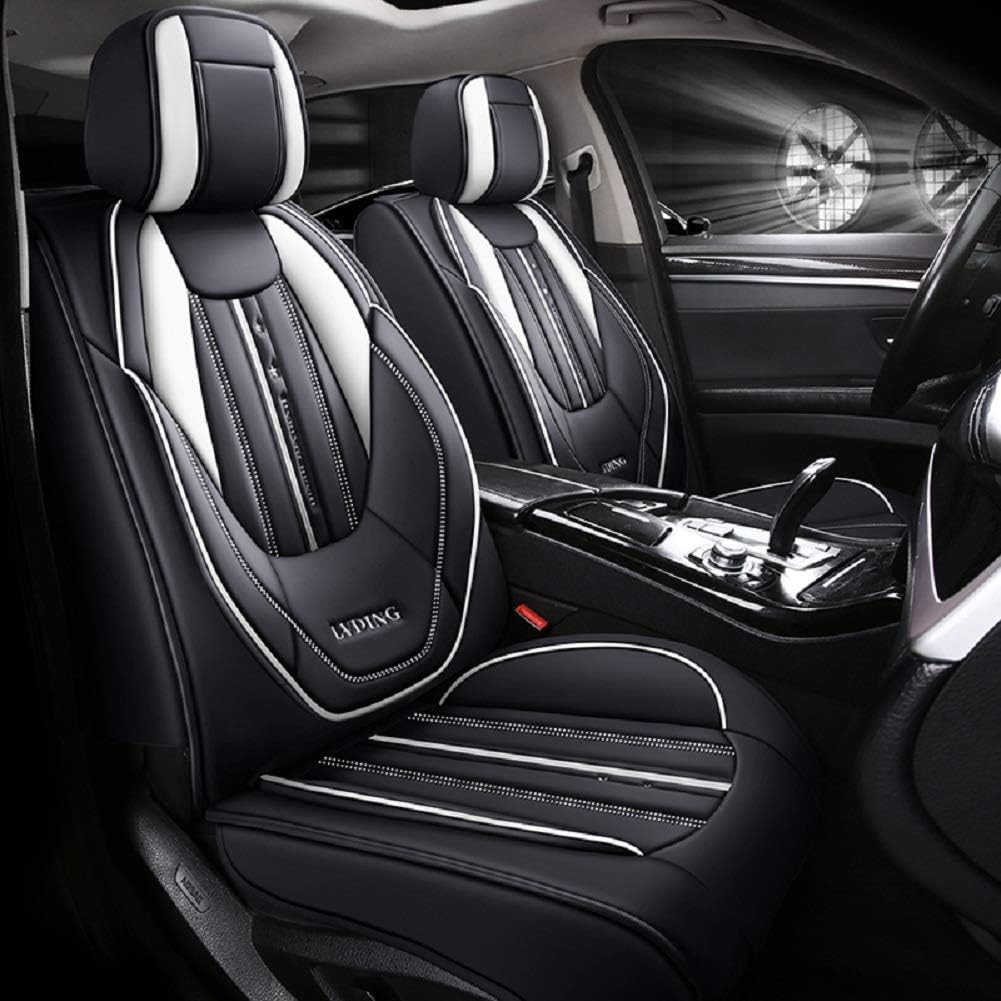 Black-red PU Leather 5 Seats Full Set Car Seat Covers C956975