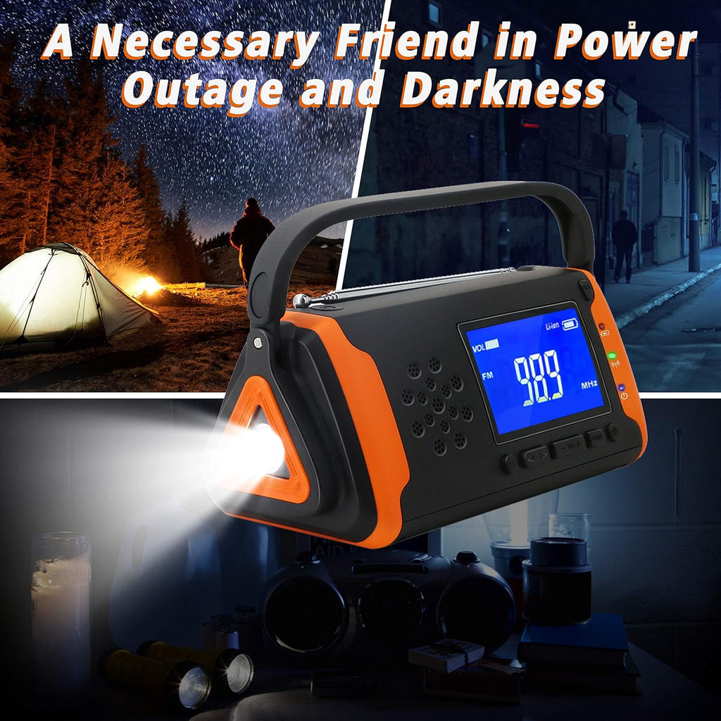 Solar Powered Hand Crank AM/FM/NOAA Weather Alert Radio with LED Flashlight Q842411