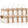 10 Pack Reusable Jute Canvas Tote Bags with Handles X1782