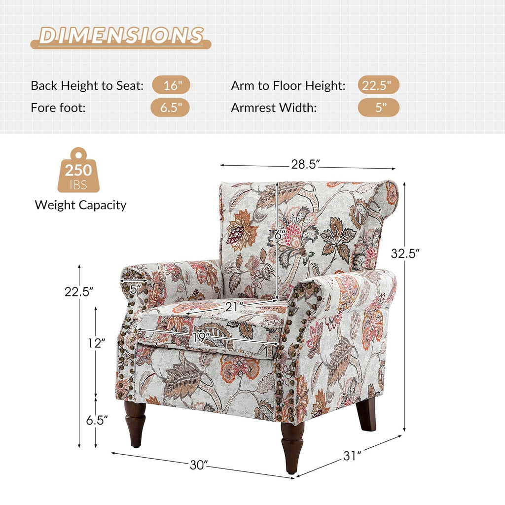 Pink Floral Accent Armchair W47668