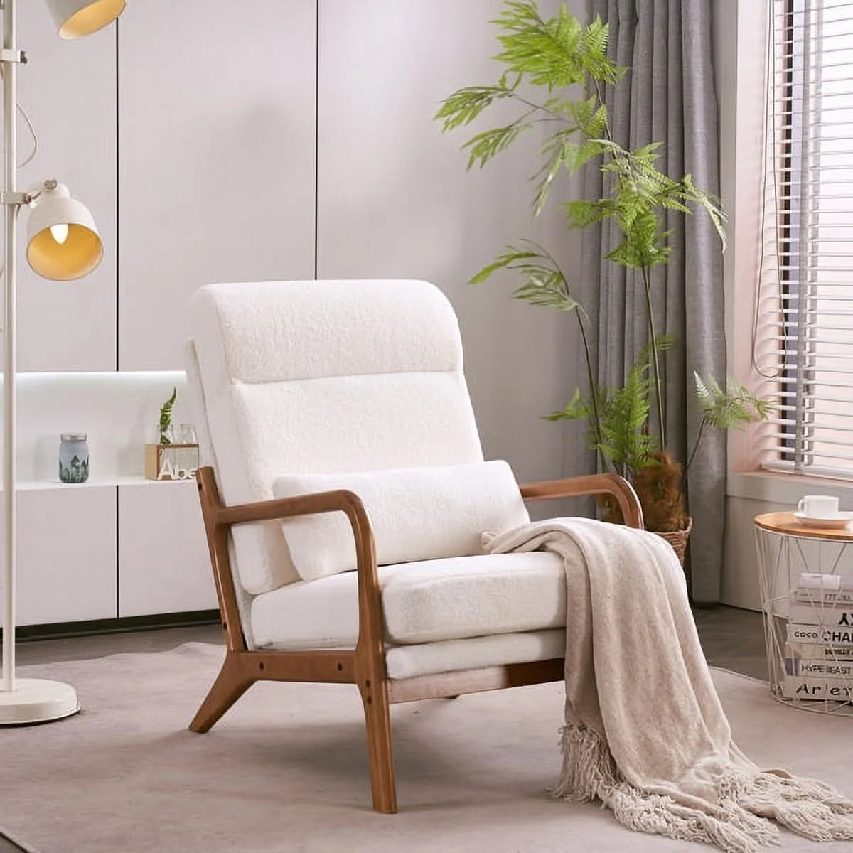 Mid-Century Modern Accent Chair with Lumbar Pillow E9586