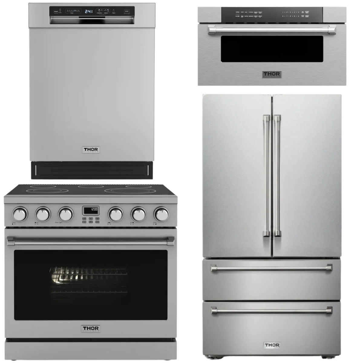 36 Electric Range, Refrigerator, Dishwasher and Microwave C959564