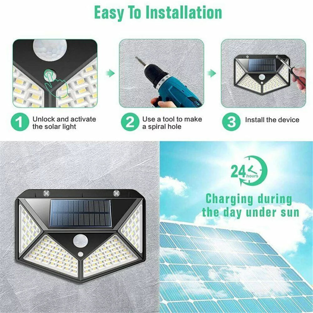 4PCS Solar Wall Light PIR Motion Sensor Waterproof A361849