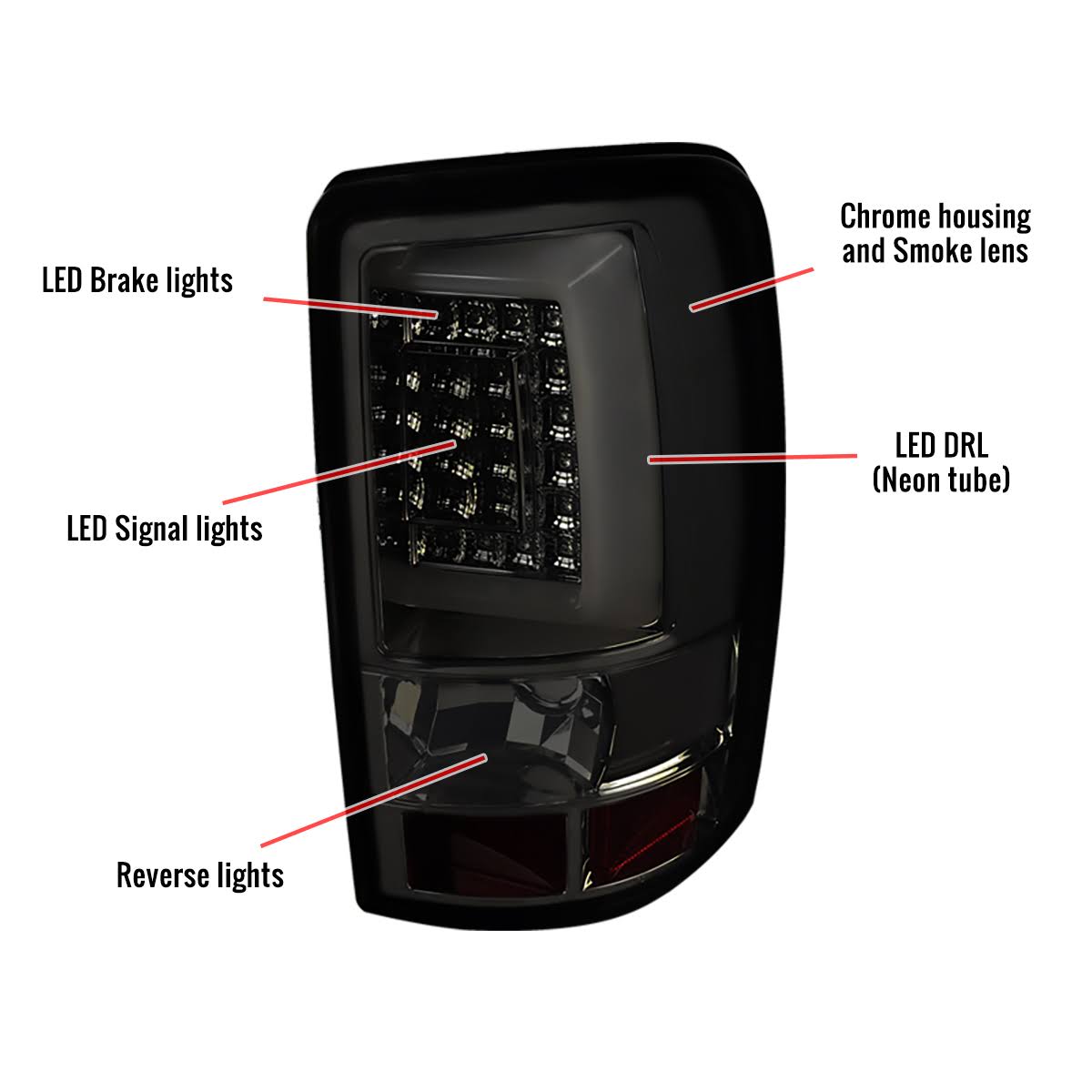Smoke Lens LED Tail Lights Pair T470746