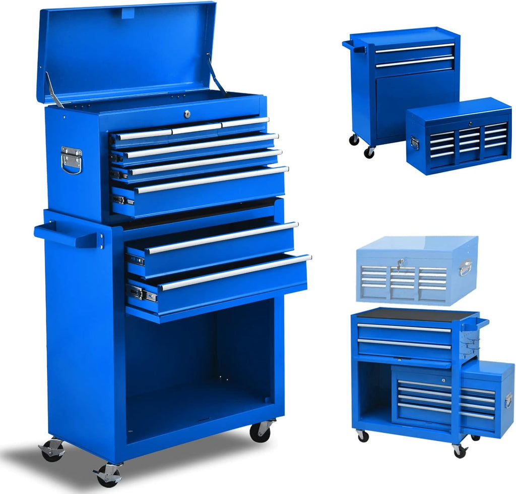 Orange Rolling Lockable Tool Chest with 8 Drawers S17203