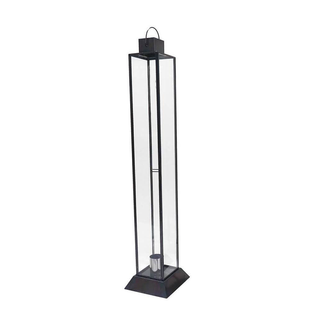 Black Glass Taper Candle Lantern Set K796705
