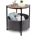 Round Side End Table with Fabric Storage Basket B74617
