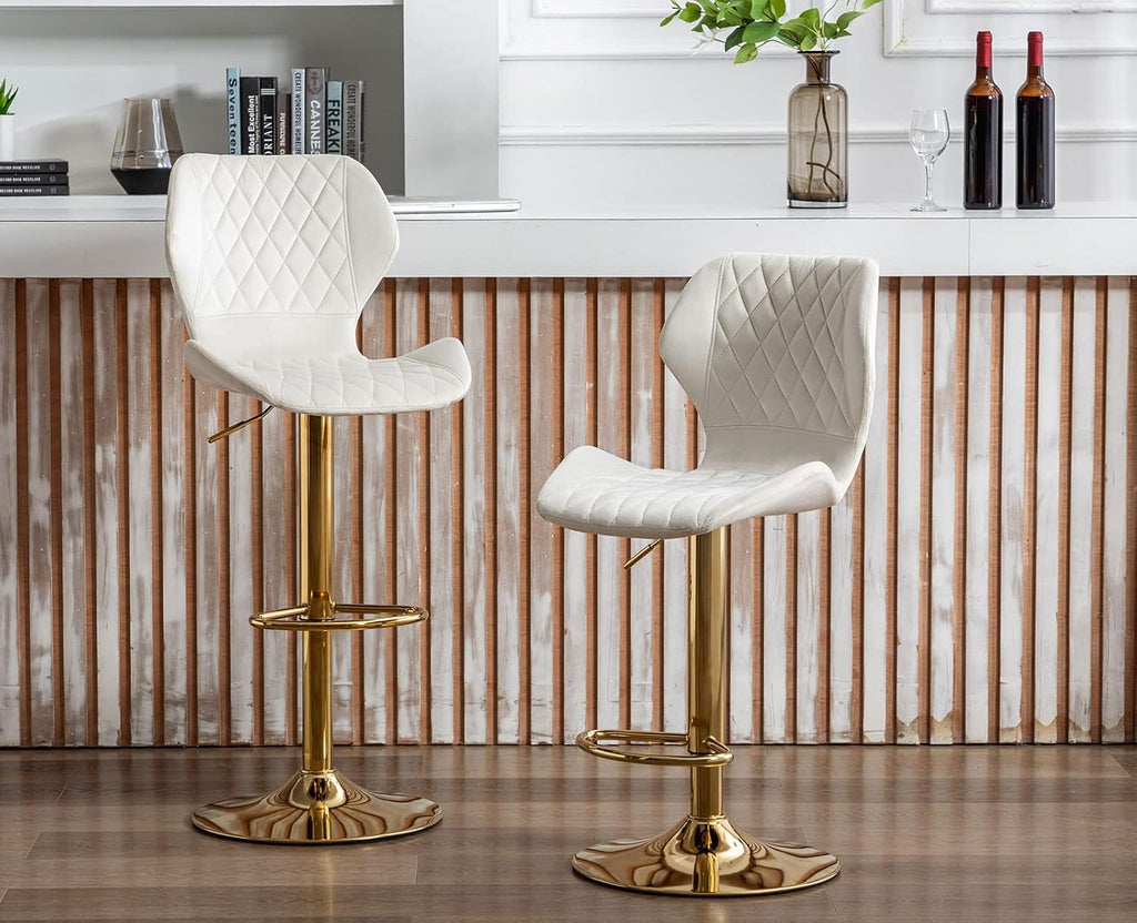 Cream Velvet Swivel Bar Stools Set of 4 S178