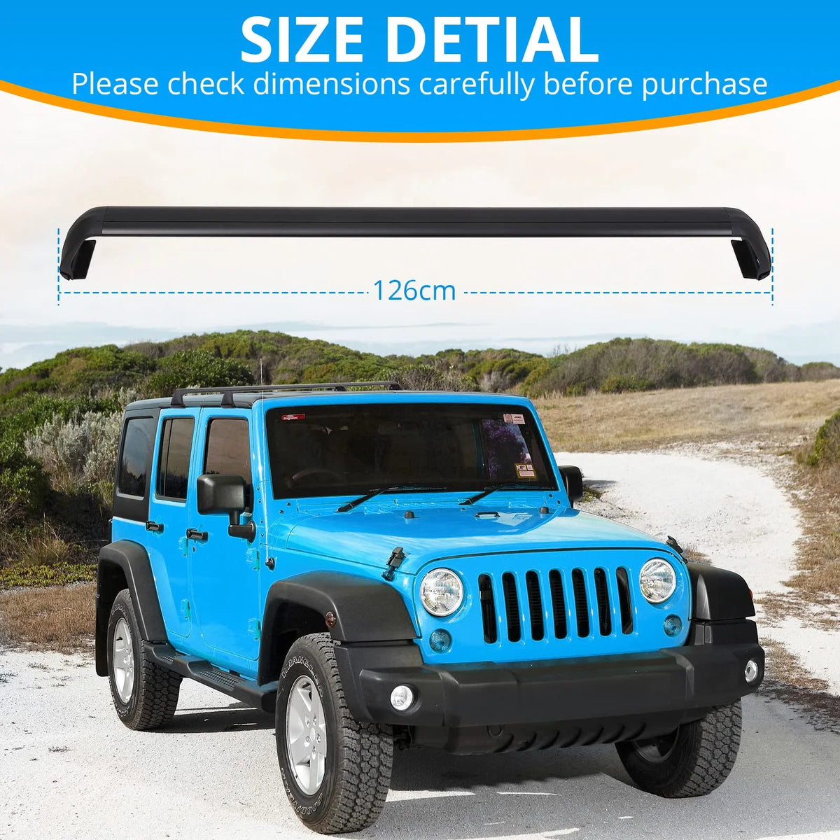 Heavy Duty Steel Roof Rack Cross Bar for Jeep Wrangler JK JL Unlimited G455