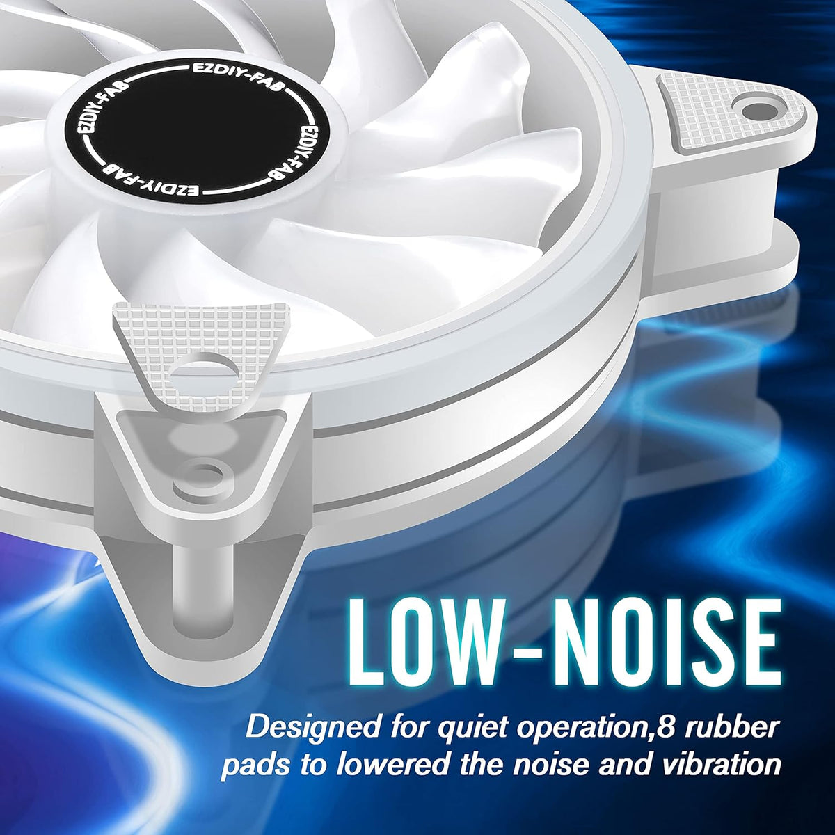 White 120mm RGB PWM Case Fan with Fan Hub, 5 Pack Q9046