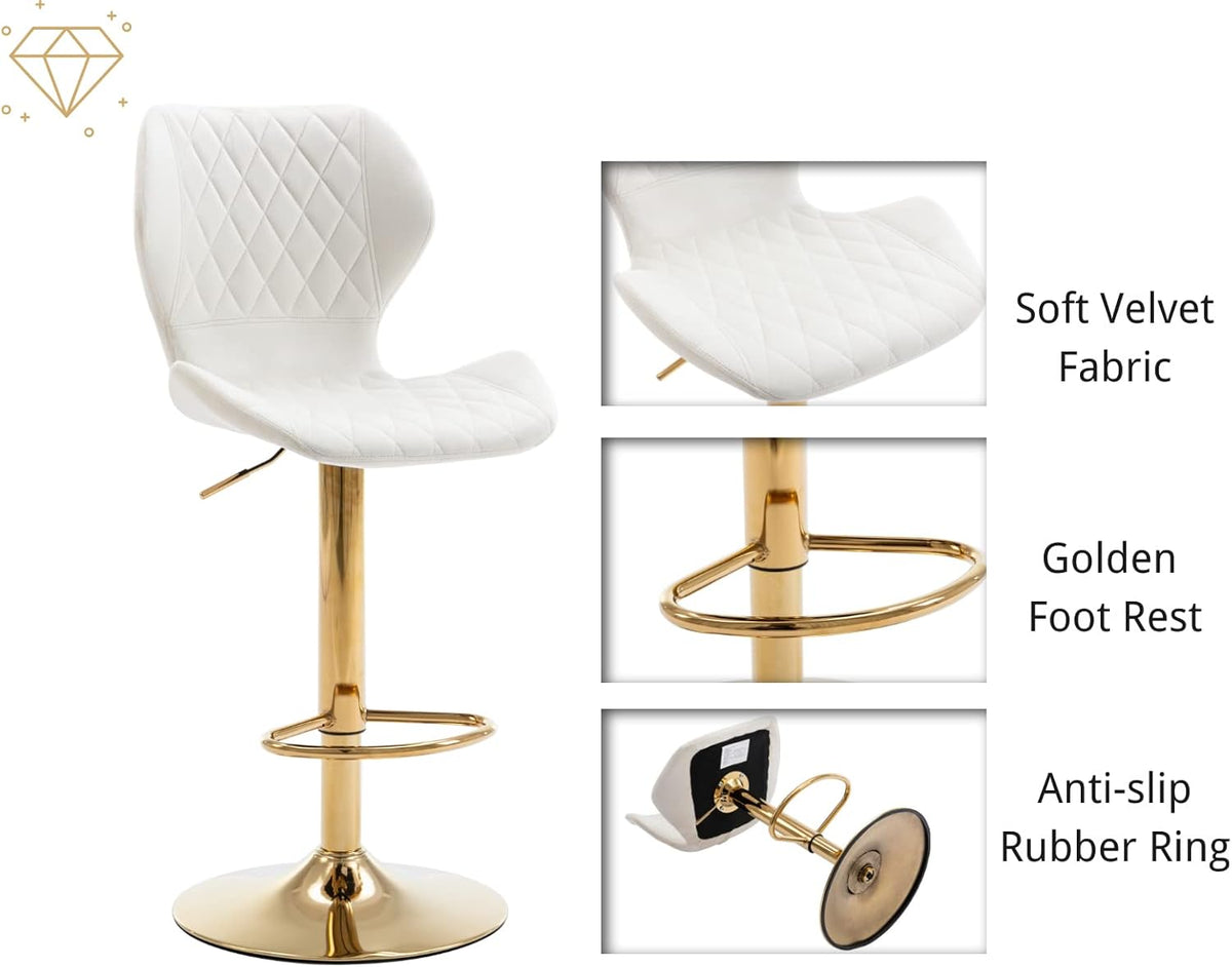 Cream Velvet Swivel Bar Stools Set of 4 S178
