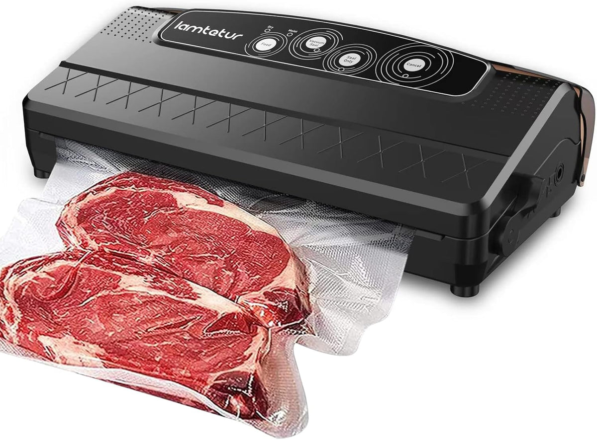 8 in 1 Automatic Vacuum Sealer Machine with Vacuum Bags & Roller Storage, Cutter, Black M48477