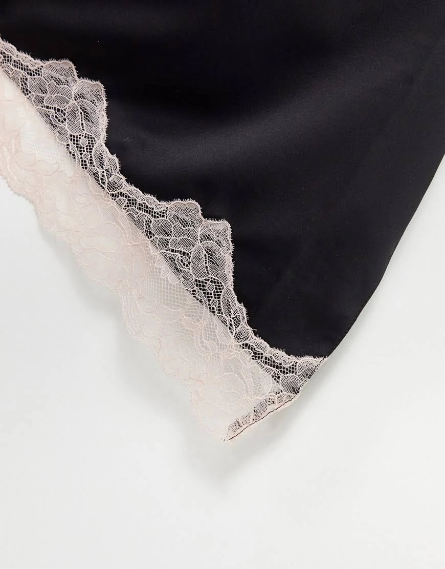 Black Satin Maxi Kimono Y459898