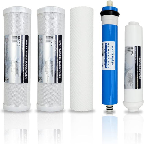 10 5 stage Reverse Osmosis Replacement Filter Pack with 50 GPD Membrane, Sediment, Dual Carbon block, Pack of 2 X17266