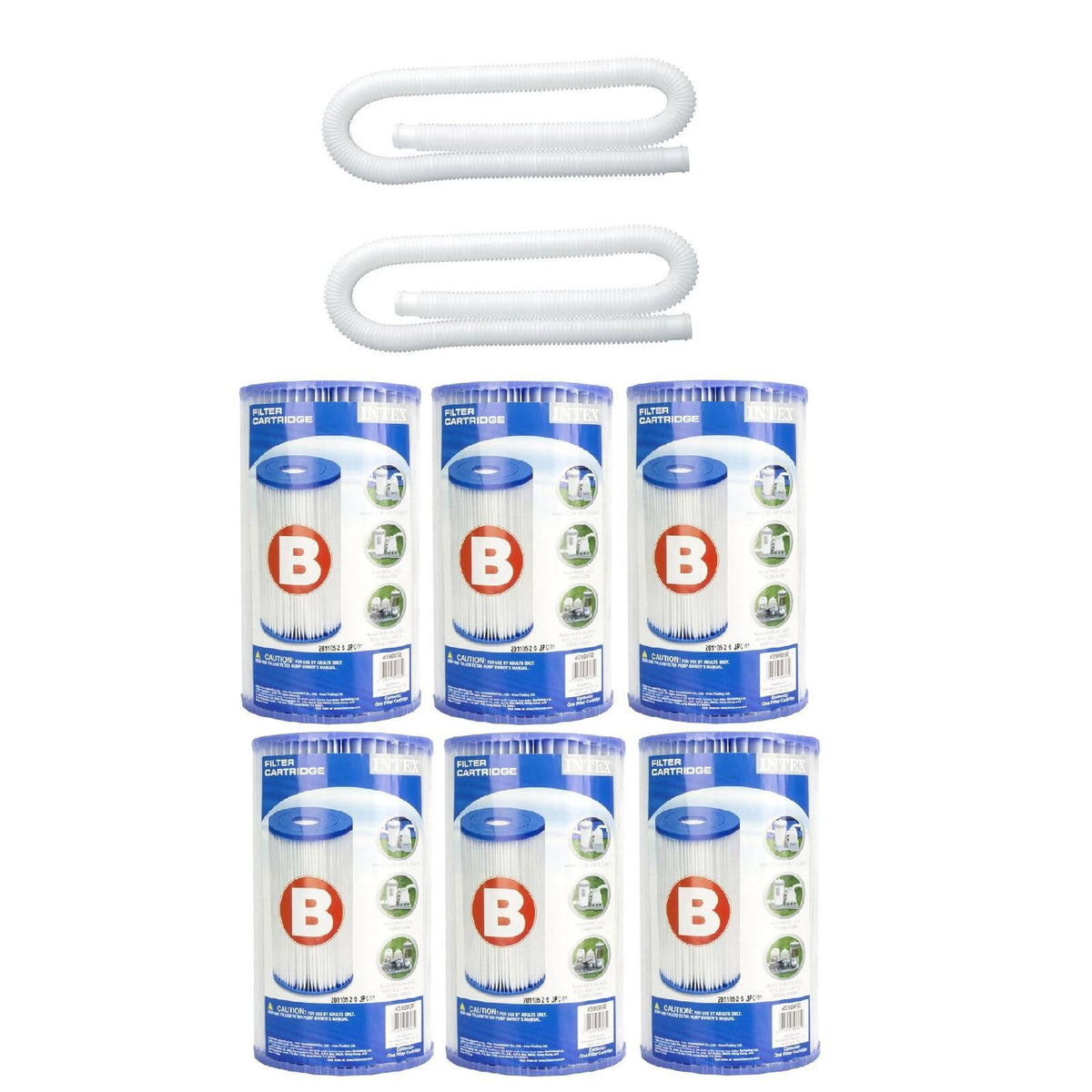 1.25" Diameter 59" Pool Pump Hose (2 Pack) Filter Cartridge (6 Pack) Z2494