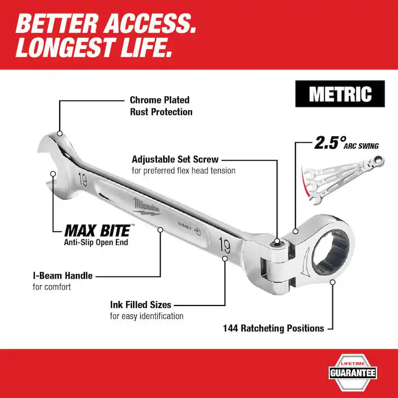 14-Piece Flex-Head Ratcheting Combination Wrench Set SAE and METRIC A212057