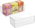 Deep Plastic Kitchen Storage Organizer Container Bin with 32 Pantry Identification Labels & Handles, 12 Long, Set of 2 Bins, Clear C35824
