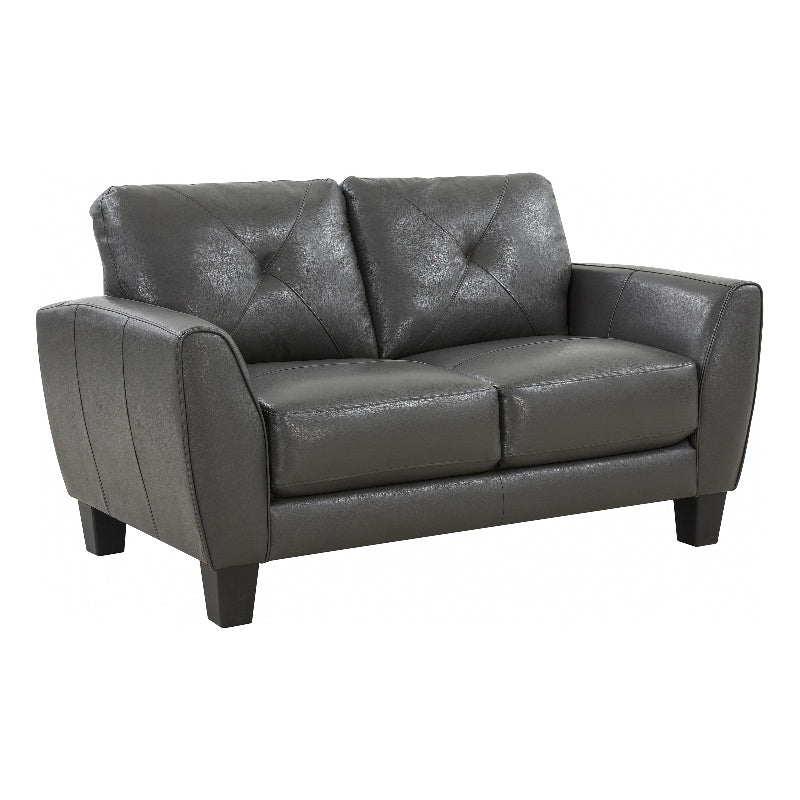 Gray Top Grain Leather Loveseat R263