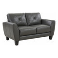 Gray Top Grain Leather Loveseat R263