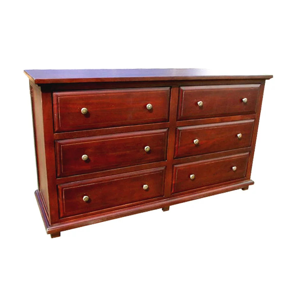 Mahogany Wood 6 Drawer Double Dresser G15498