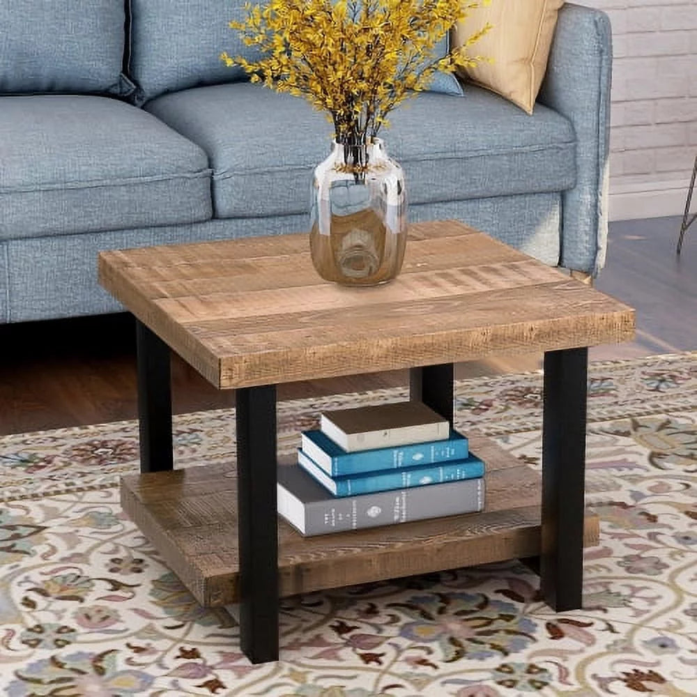 Rustic Natural Coffee Table with Storage Shelf Q129230