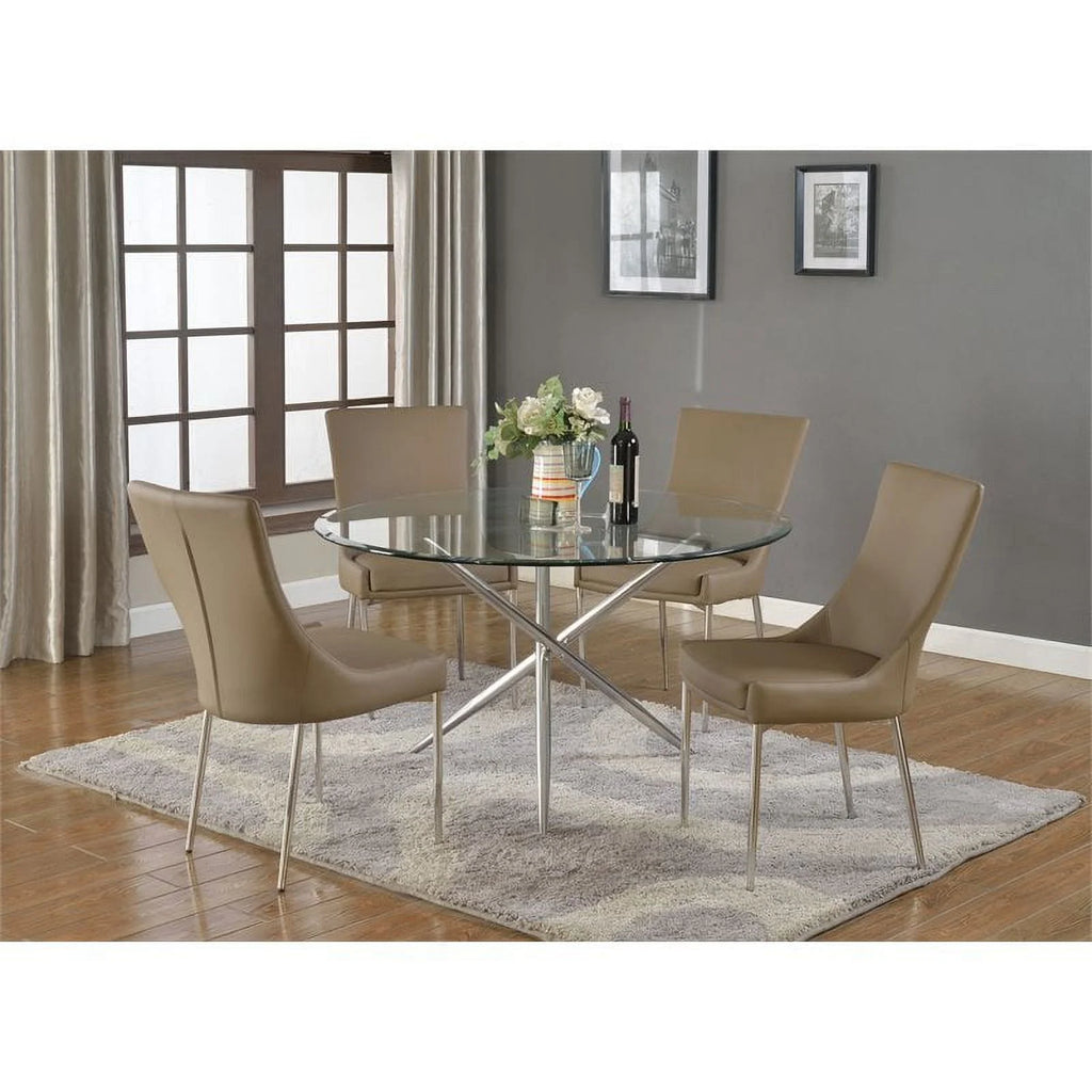 Round Steel and Glass Dining Table W1328
