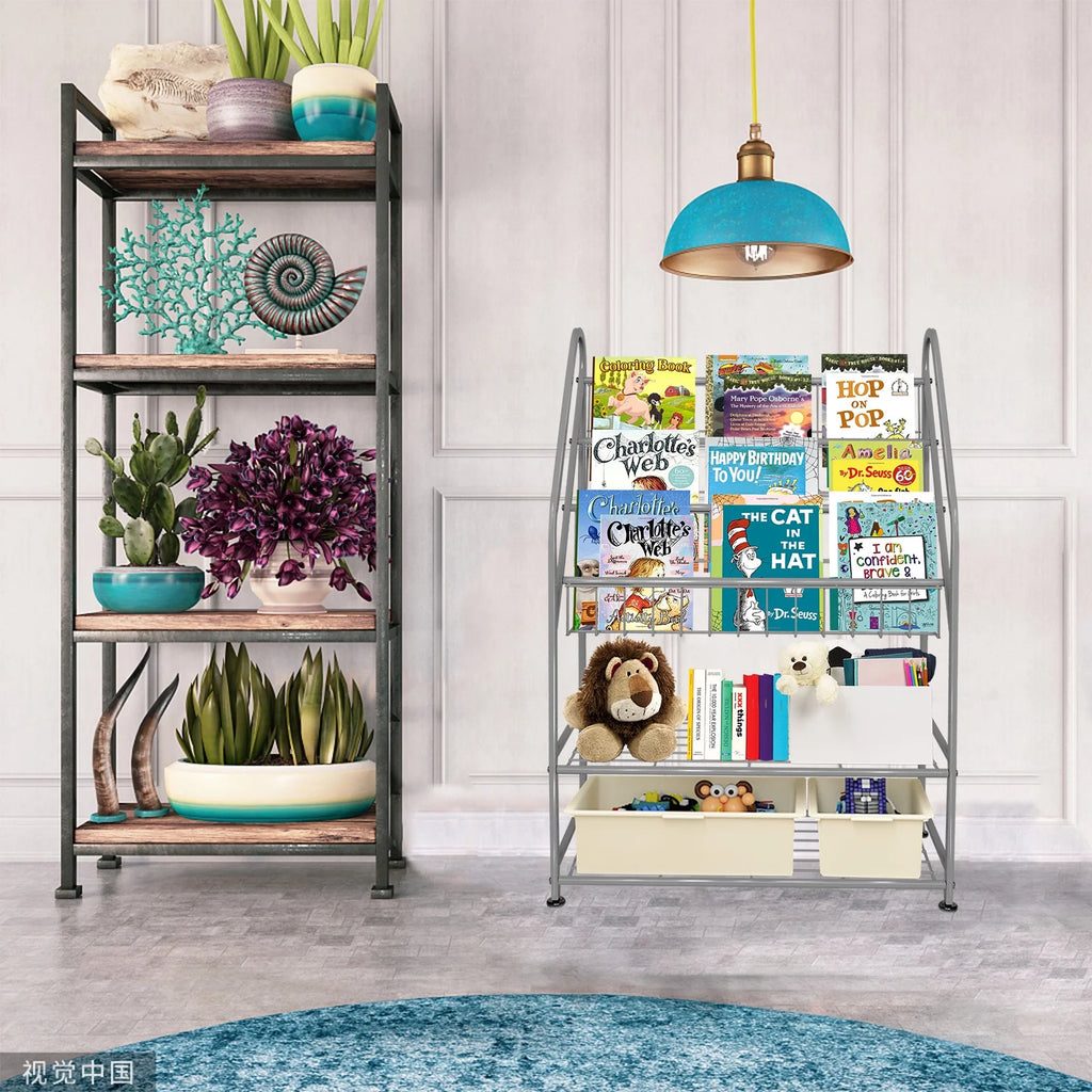 Grey Metal Kids Bookshelf 32 in R7196